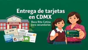 Entrega de tarjetas en CDMX de la Beca Rita Cetina en escuelas de secundaria